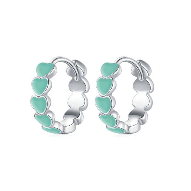 Epoxy Rainbow Love Ear Buckle Small Sweet Wind Heart Earrings Fashion Personality