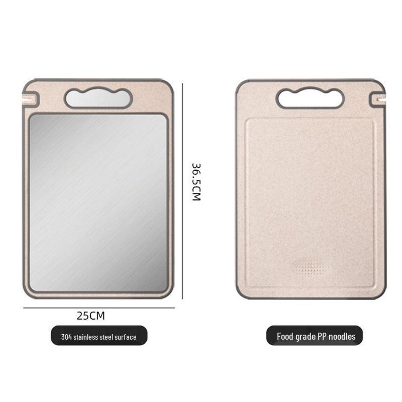 304 Stainless Steel, Dual-Sided, Anti-Mold Cutting Board with Edged Defrosting and PP Material for Household Use.