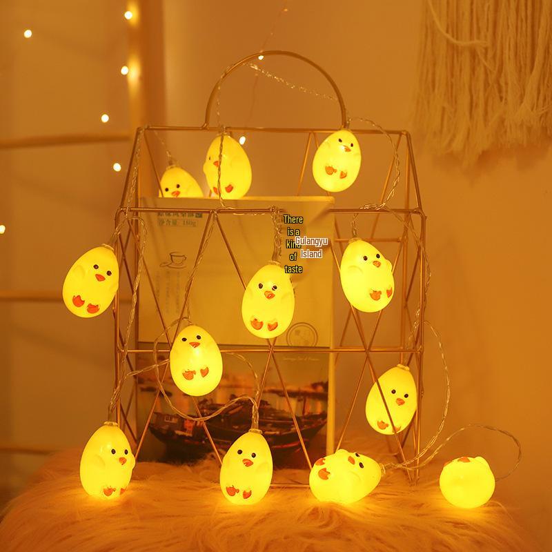 LED Easter String Lights - Crackle Egg, Painted Egg, Baby Chick, Rabbit & Carrot Decorations