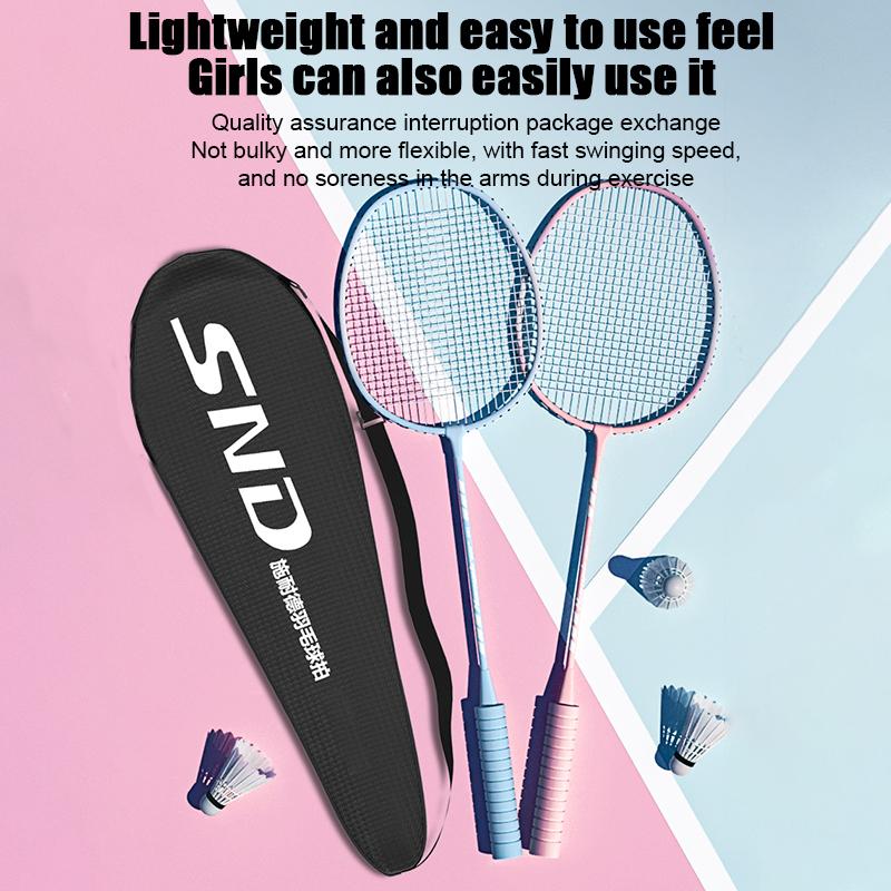 Double Badminton Racket Set For Adults With Durable High Elasticity Good Looks Foam Handle Feathers Professional Defensive