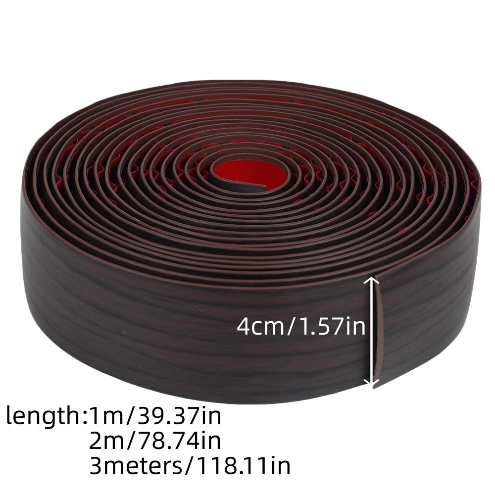 1 Pc 1m/2m/3metersX4cm Wood Grain PVC Wooden Floor Transition Strip, Self-adhesive Edge Sealing StripThreshold Strip