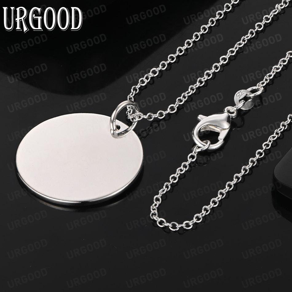Stylish Simple Disc Necklace In 925 Sterling Silver - Beautiful Wedding Jewelry 45cm