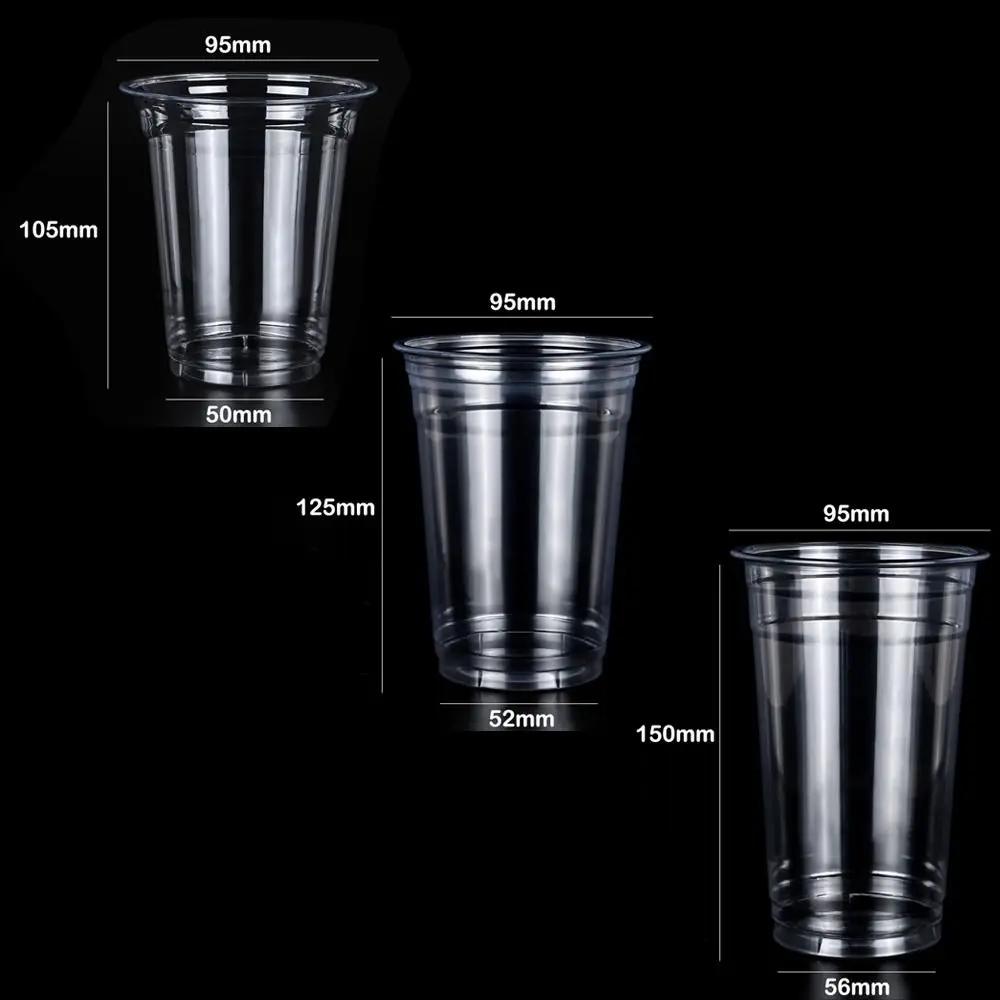 New 95mm Cup And Lids Plastic Transparent Disposable Cup Milktea Cup