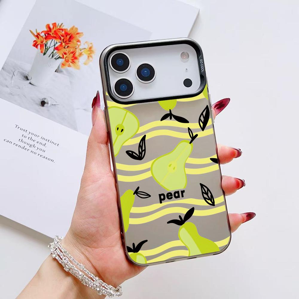 

Ins Fruit Fashion Phone Case For iPhone 17 16 15 14 13 12 11 Pro Max Air Matte Laser Aurora Shockproof Funda iPhone 12