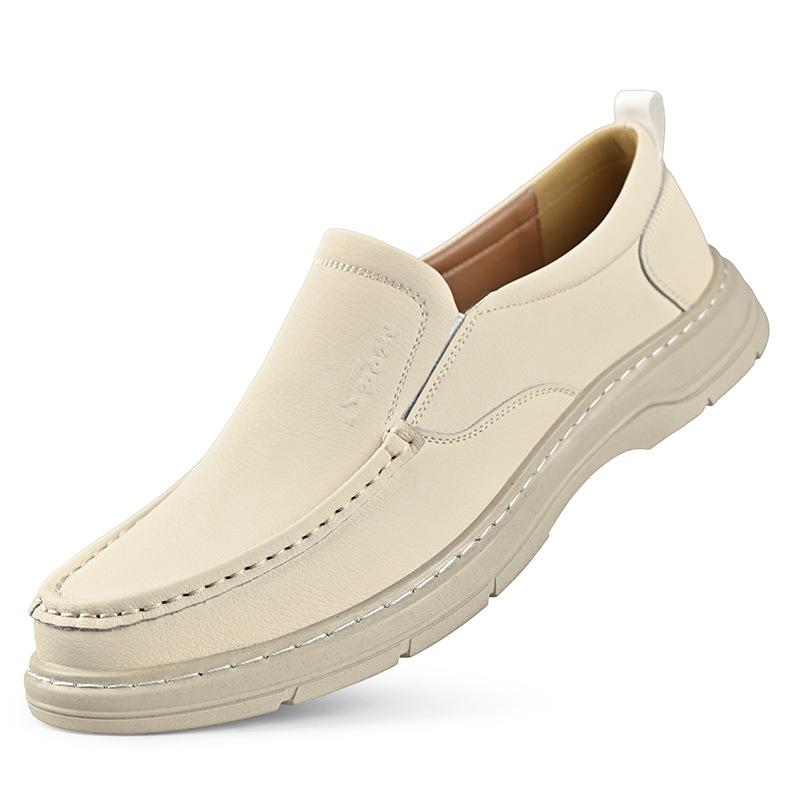 Men's shoes 2025 spring wear casual leather shoes middle-aged and elderly dad loafers tide 2025