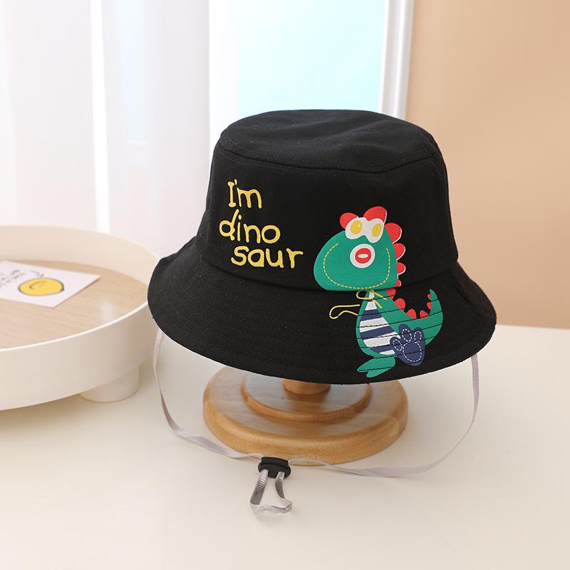 

Милая детская панама с изображением динозавра из мультфильма, весенне-летняя детская панама, ветрозащитная регулируемая детская шляпа от солнца для девочек и мальчиков 3-8 лет чёрный