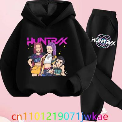 Película New Kid K-Pop Demon Hunters Traje con Capucha Ropa para Niña Pequeña KPop Demon Hunters Conjunto con Sudadera Moda para Niñas Sudadera Casual
