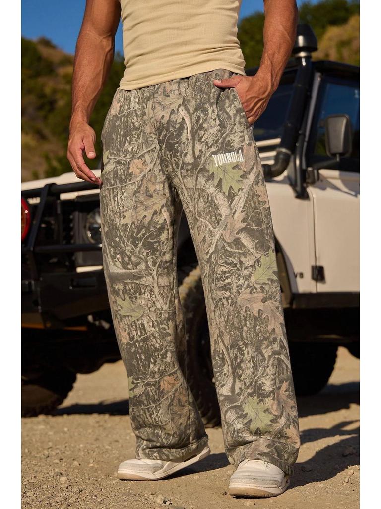 Men's Camouflage Wide-Leg Athletic Pants: Trendy Printed, Loose-Fit Casual and Running Style