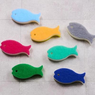 Fish-Shaped Kitchen Sponge[All 7 Colors] - 3-Layer Dishwashing Sponge In Deep Pink for Dishes/Tableware Cleaning