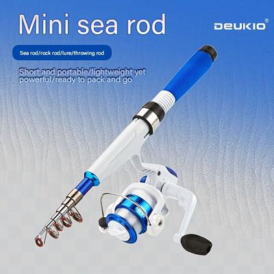 Mini Canna da Mare Sezione Ultracorta Canna da Pesca Portatile Canna da Lure Ultra-dura Set Canna Singola Mulinello in Metallo Attrezzatura da Pesca Adatta per una Varietà di Acque