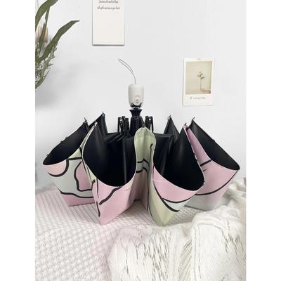 Floral Sun Umbrellas, Fully Automatic Umbrellas, Black Glue Sun Protection, UV Protection, Sunny and Rainy Folding Umb