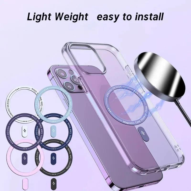 6-1Pcs Magnetic Metal Sticker Rings for Iphone 14 13 12 Plus 15 ProMax Ultra-Thin Magsafe Magnetic Wireless Charger Metal Plate
