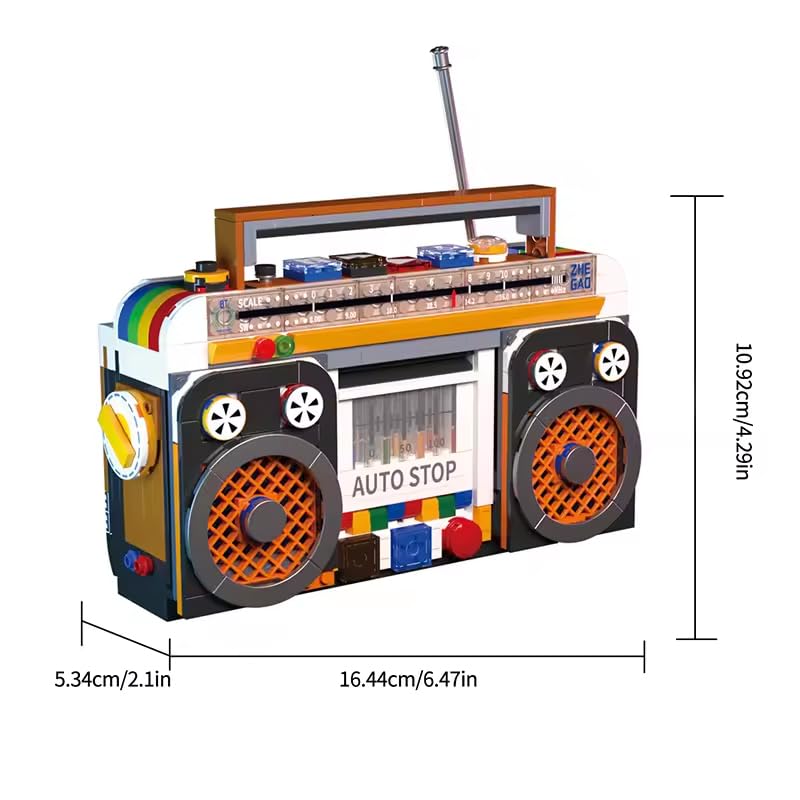 554PCS Color Radio Building Blocks Retro Miniature Appliance Assembly Retro Radio Blocks Radio Model Cassette Deck Vintage Radio Model Retro Appliance
