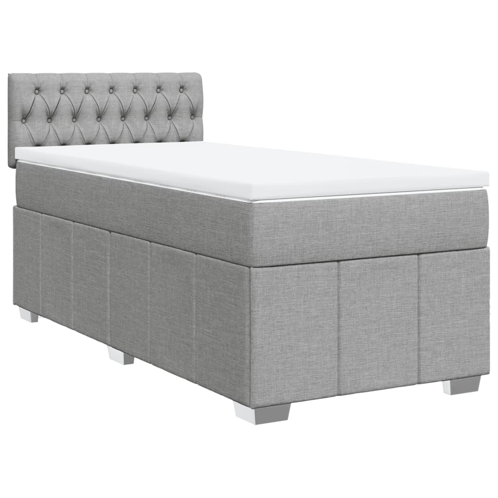 Vidaxl Letto Continentale Con Materasso, Grigio Chiaro, Tessuto, 90X200 Cm