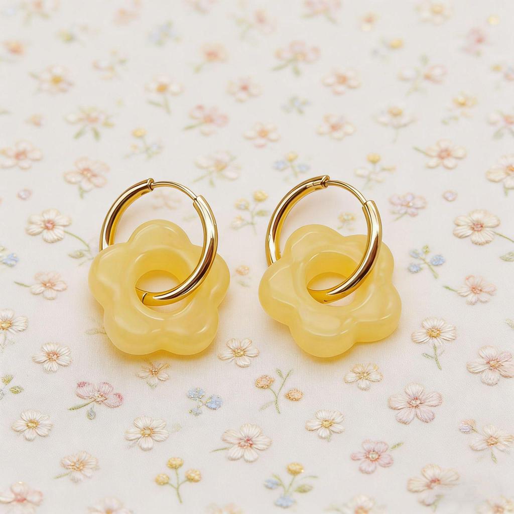 2025 Dopamine-Inspired Enamel Flower Hoop Ear Cuffs - Light Luxury Earrings