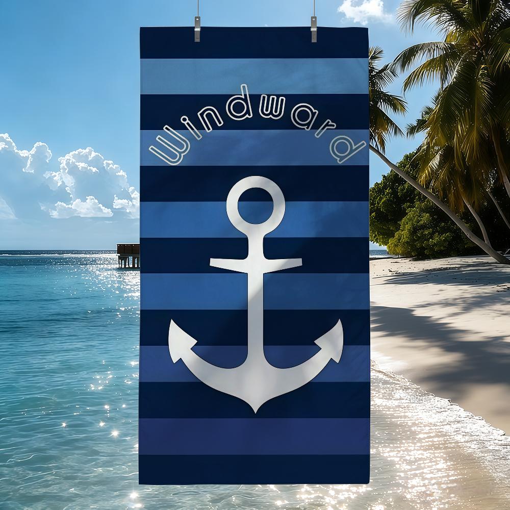 Nautical Anchor Nautical Style Towel Quick Drying Beach Towels Are Suitable For Swimming Pools Camping Yoga And The Gym