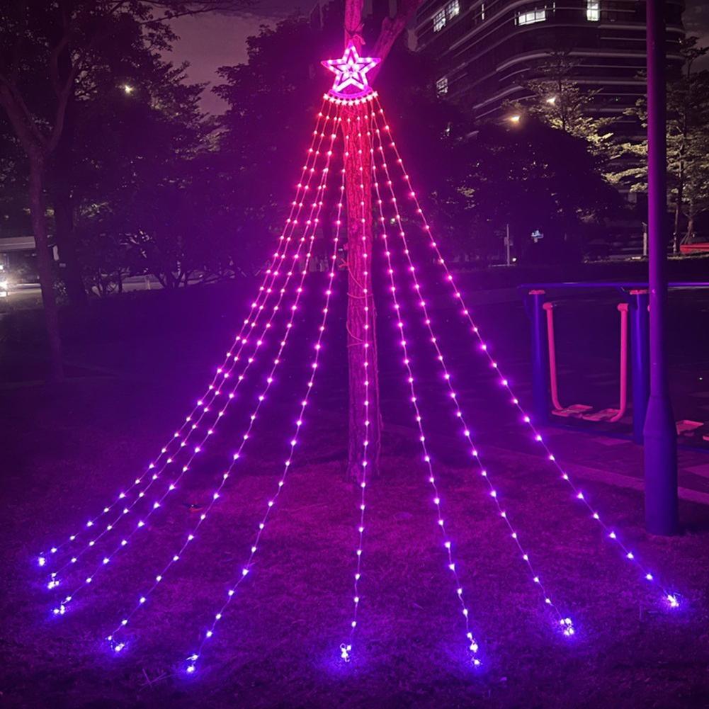 Christmas Decorations Star String Light With Remote APP Control 11FT 305LED RGB Christmas Tree Waterfall Light Timer Music Sync
