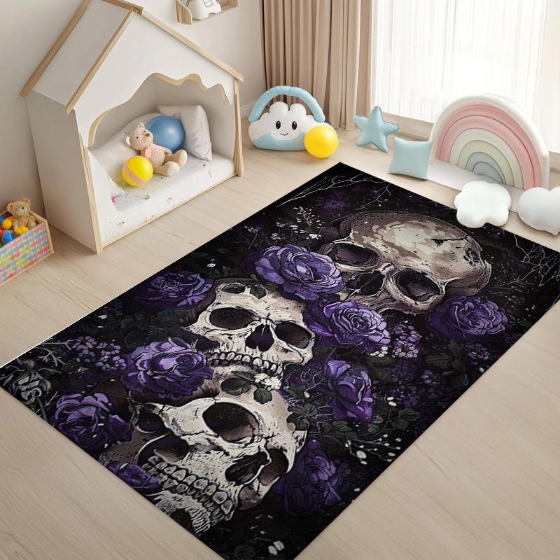 

Blood Rose Skull Pattern Area Carpet Non Slip Carpet for Bedrooms Entrances Rooms Gothic Home Decor Durable Entrances Carpet 40x60cm
