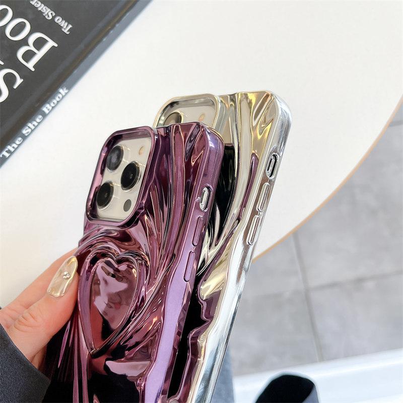 Luxury Electroplated 3d Love Case for iPhone 15 Pro Max 14 Plus 13 12 Pro 11 All-inclusive Fall Protection Cover