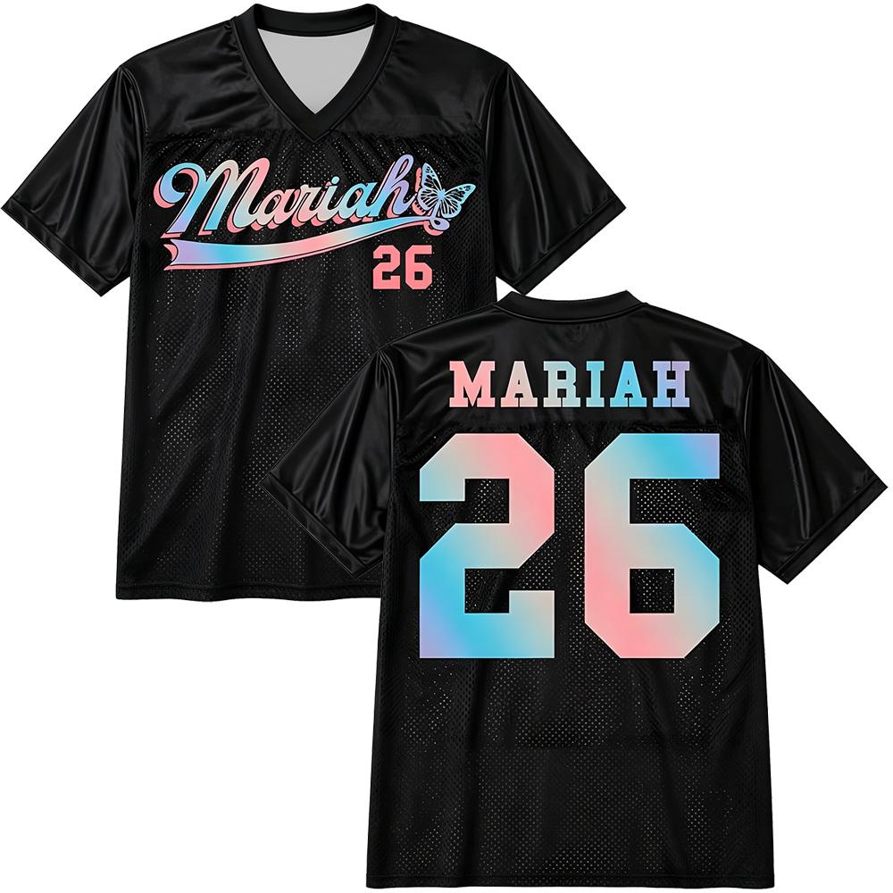Mariah Carey Pride Football Jersey V-neck Short Sleeve Summer Fashion Tshirts Unisex Streetwear Casual Breathable Mesh Jersey XXS