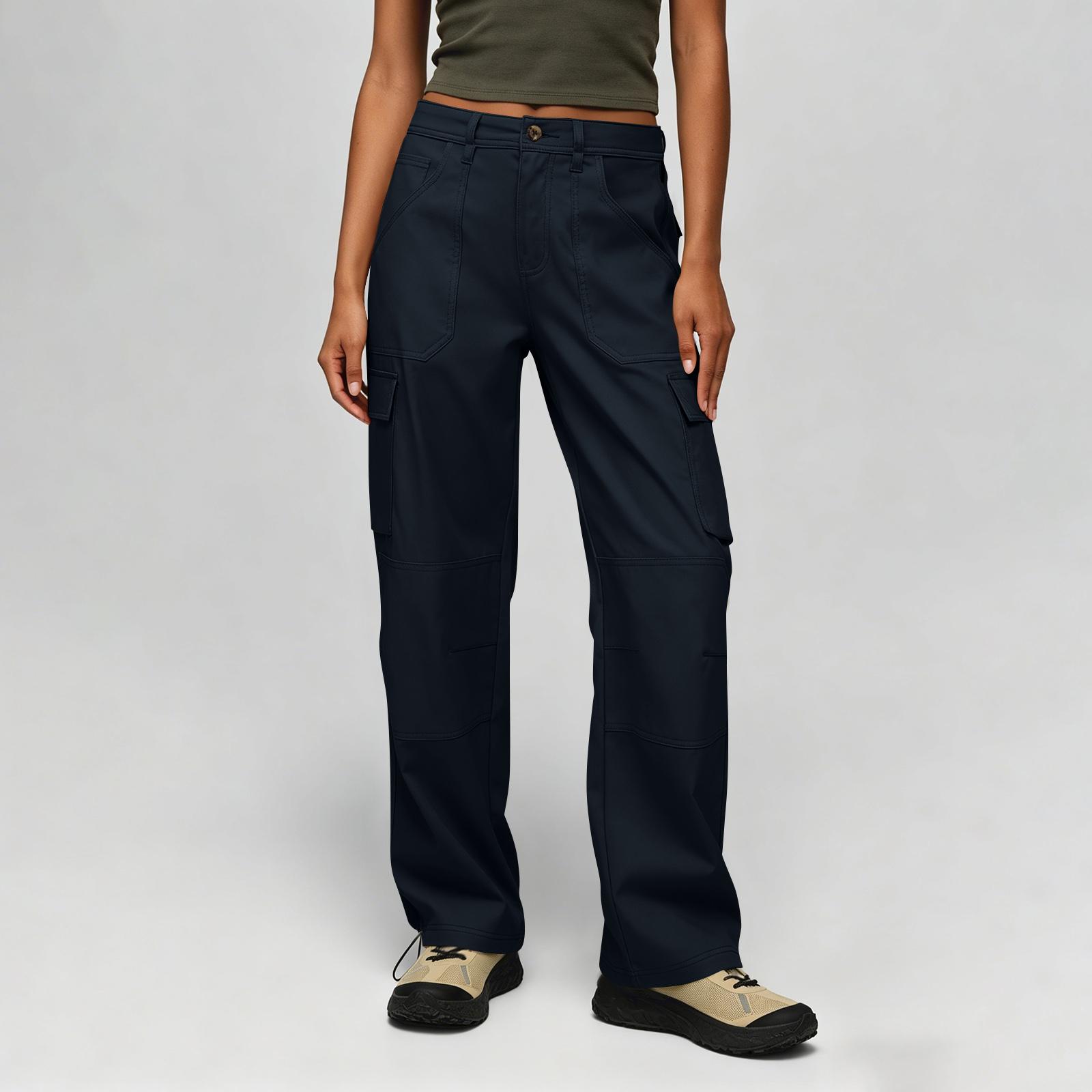 

Women s Utility Cargo Pants with Zipper Closure Multiple Pockets Durable Stitching Outdoor Hiking Workwear Trousers S Темно-синій