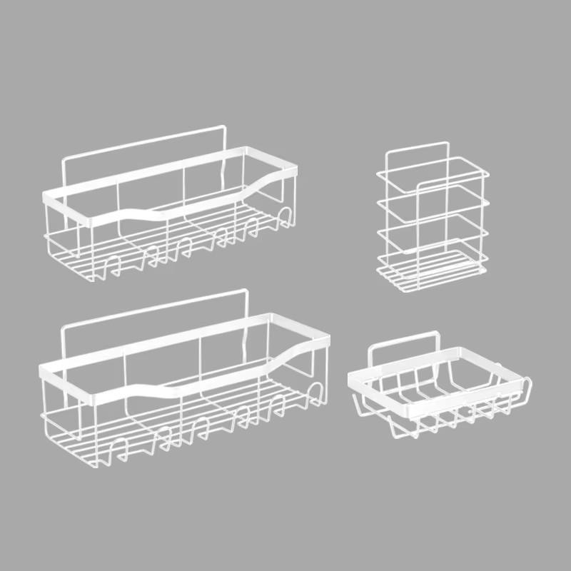 

Самоклеящиеся полки для душа, внутри душевой стойки, большая вместительная корзина для душа с 1 держателем для мыла для ванной комнаты и кухни белый