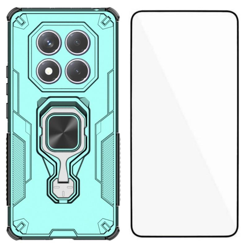 For Xiaomi Redmi Note 14 Pro 4G Phone Case WANLONFENG PC TPU Back Cover Kickstand with Tempered Glass