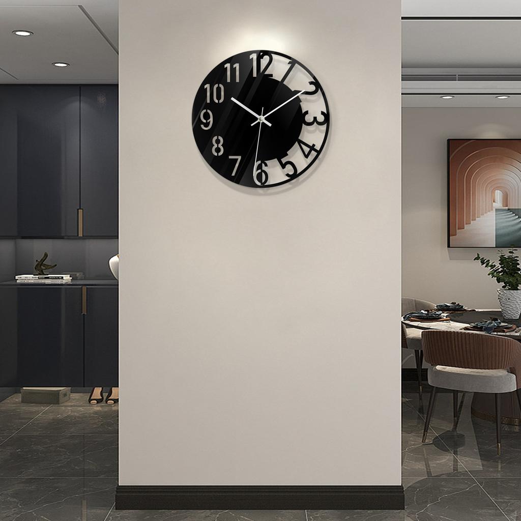 Wall Clock Acrylic Transparent Hollow Mute Non-Tick Decorative Clock (No Battery) for Living Room Bedroom