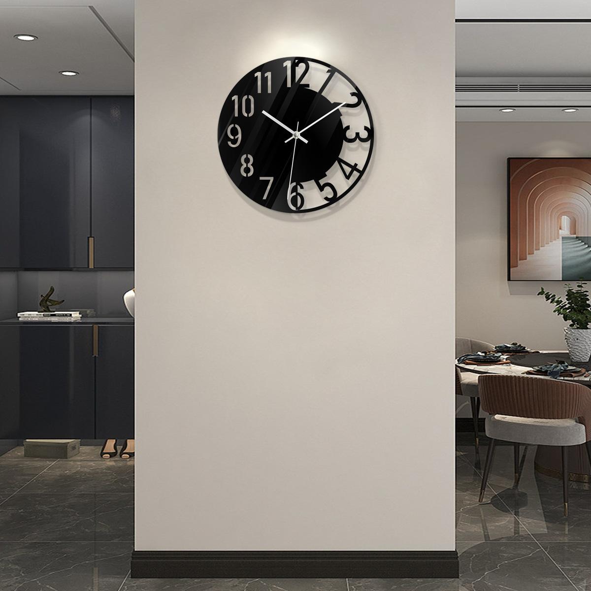 

Wall Clock Acrylic Transparent Hollow Mute Non-Tick Decorative Clock (No Battery) for Living Room Bedroom Type A