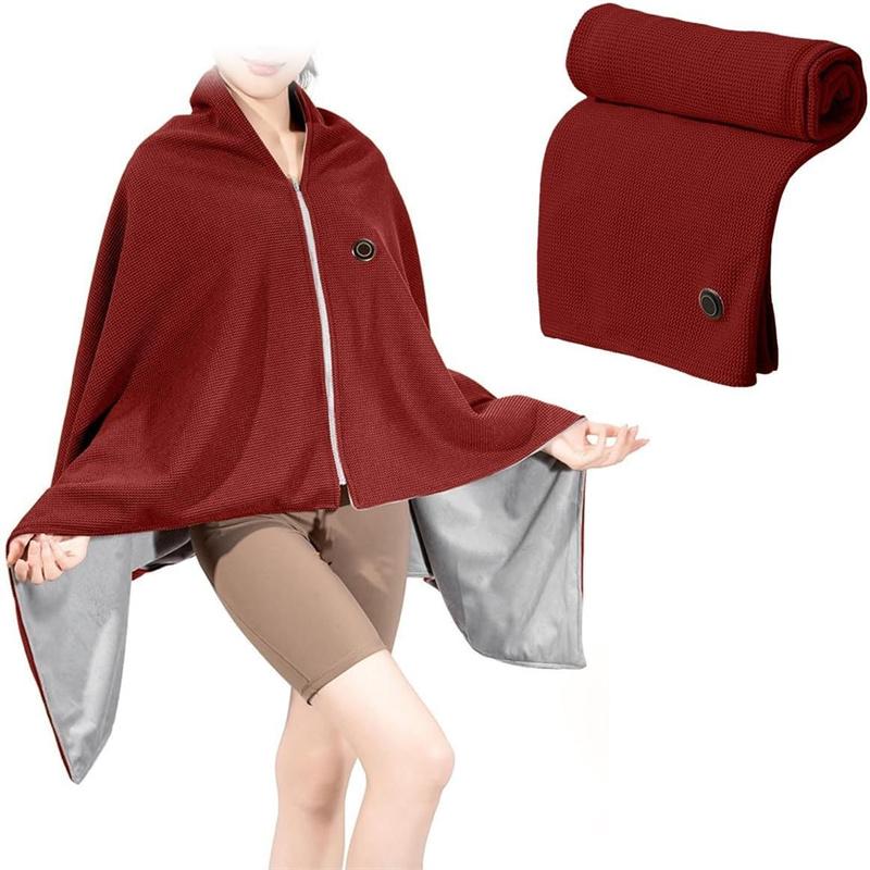 

Winter USB Electric Heated Blanket Wearable 3 Heating Level Heated Shawl Portable Body Warmer Blanket For Home Office Sofa Shawl one size червоний