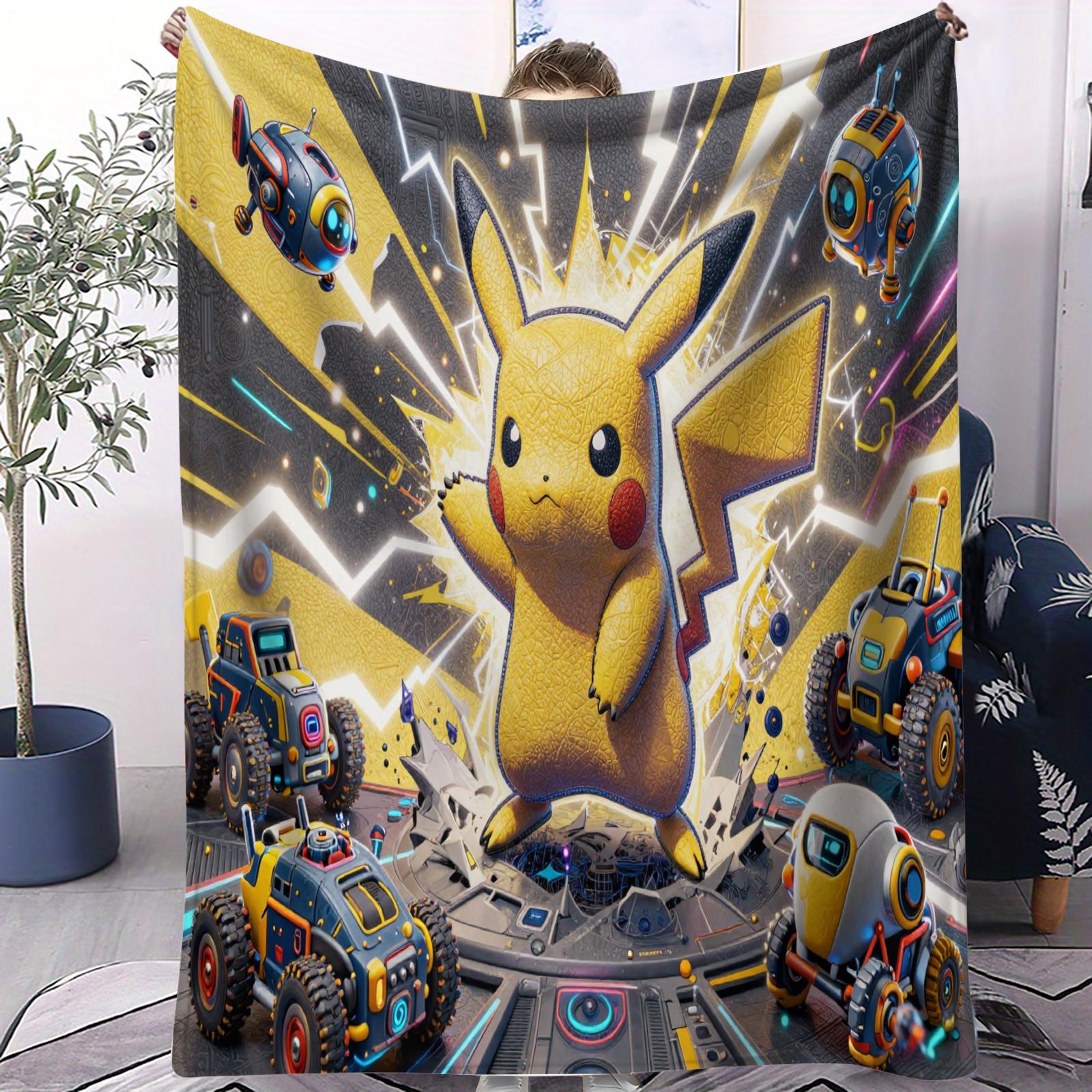 

CyberPunk Pikachu Electric Effect Flannel Blanket Cozy Warm Flannel Blankets for Boys Girls for Home Camping Office Decoration 75x100cm (30x40inch)