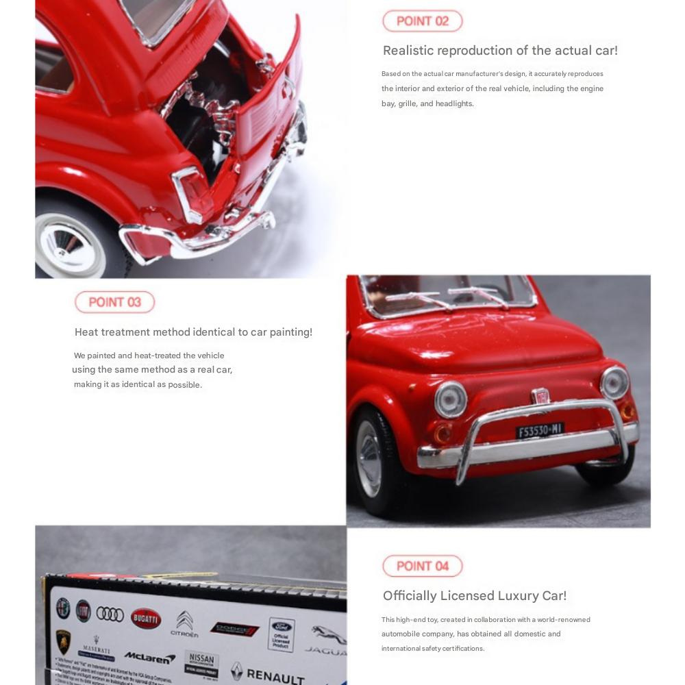 Burago 1:24 Fiat 500L (1968) Old Car Red Die-cast Model Car
