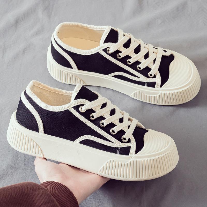Spring and summer new canvas shoes women's platform women's shoes casual board shoes muffin white shoes tide