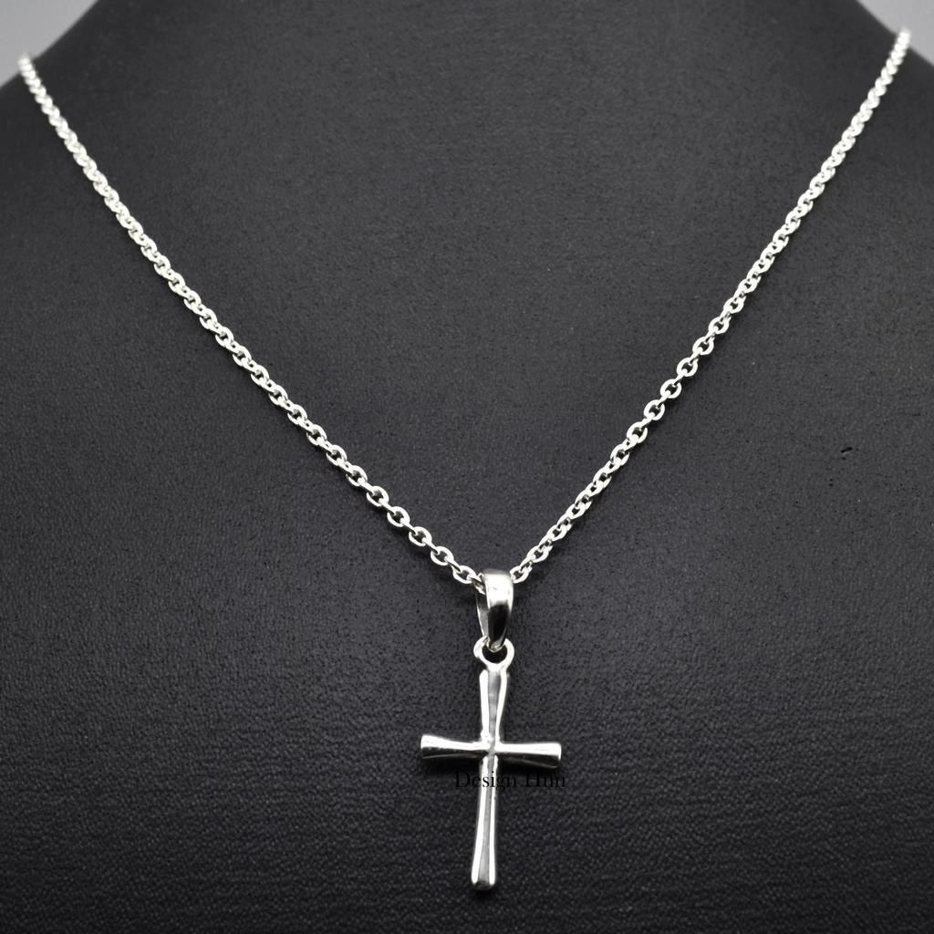 Sterling Silver Cross Necklace, Religious Jewelry Gift, Womens Christian Faith Medium Cross Pendant, Christmas Cross Gift,