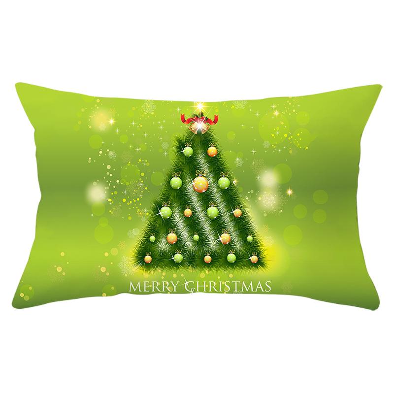 Green Series Christmas Peach Skin Printed Waist Pillowcase Square Sofa Pillowcase Office Pillowcase