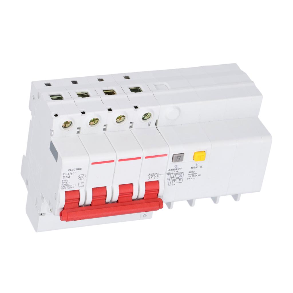 Miniature Circuit Breaker 4P+N Low Voltage Leakage Protection Switch AC 400V 63A DZ47sLE C63