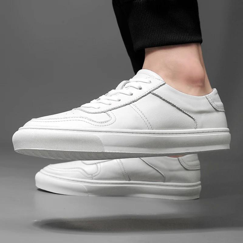 New Men's White Sneakers Casual Shoes Men Comfortable Walking Shoe All-match Genuine Leather Male Footwear Skate Shoes For Man