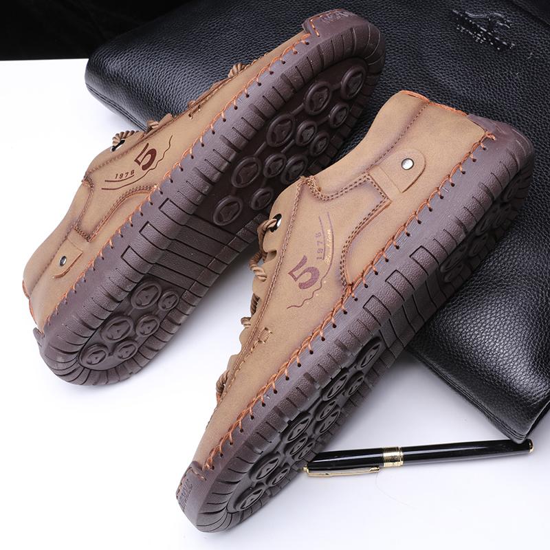 Jarní/Podzimní móda Pánské velké mokasíny Ručně vyráběné pánské kožené boty Boty do auta Pánské mokasíny