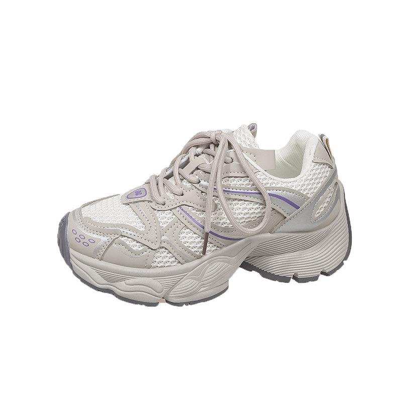 Platform dad shoes women's spring and autumn new student mesh breathable heightening lightweight casual sports shoes women