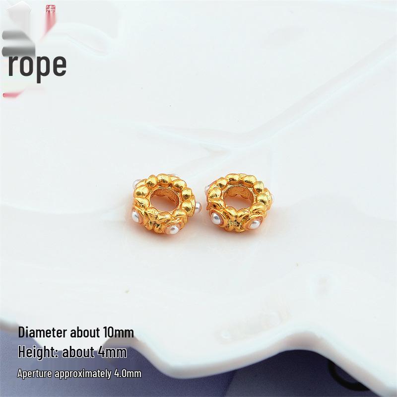 Ancient Gold Enamel Hollow Beads for DIY Bracelets & Necklaces