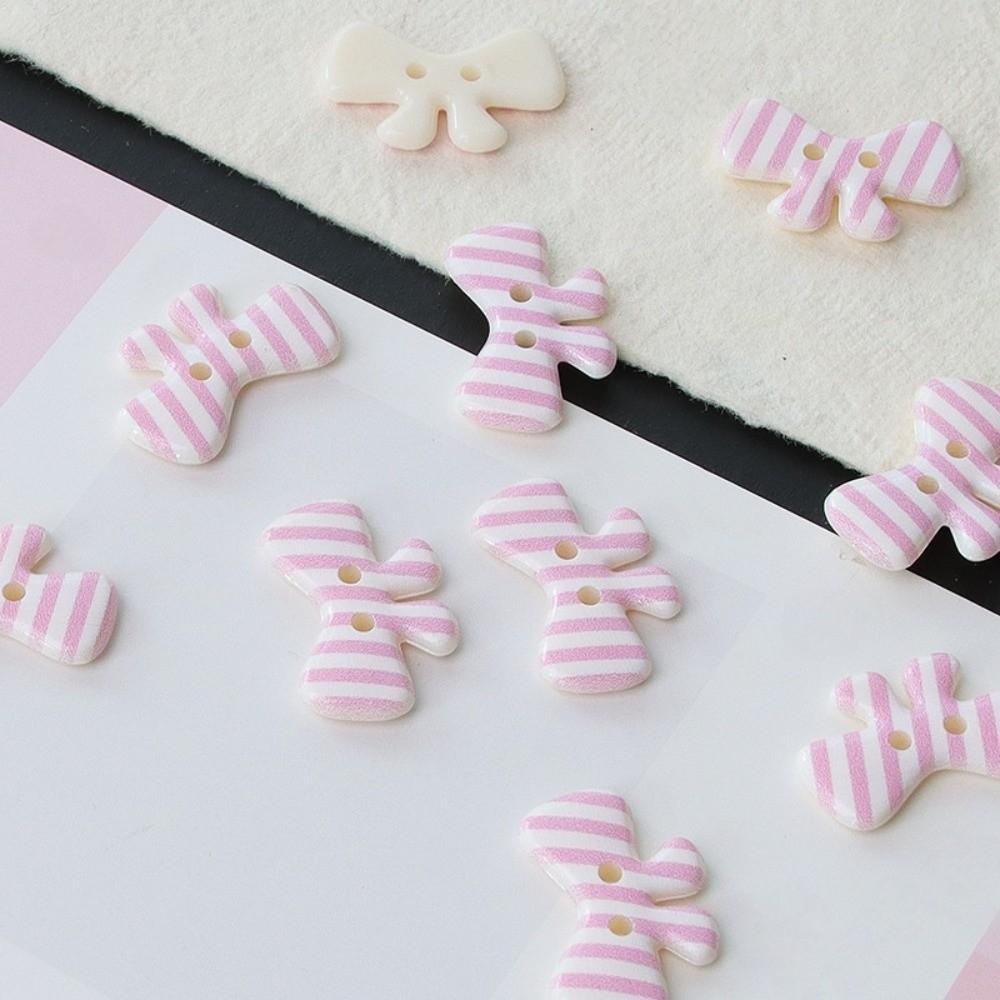 40pcs DIY Creative Bow Buttons Resin Cute Bowknot Buttons Fashionable Sweet Plaid Stripe Buttons Clothing Coat