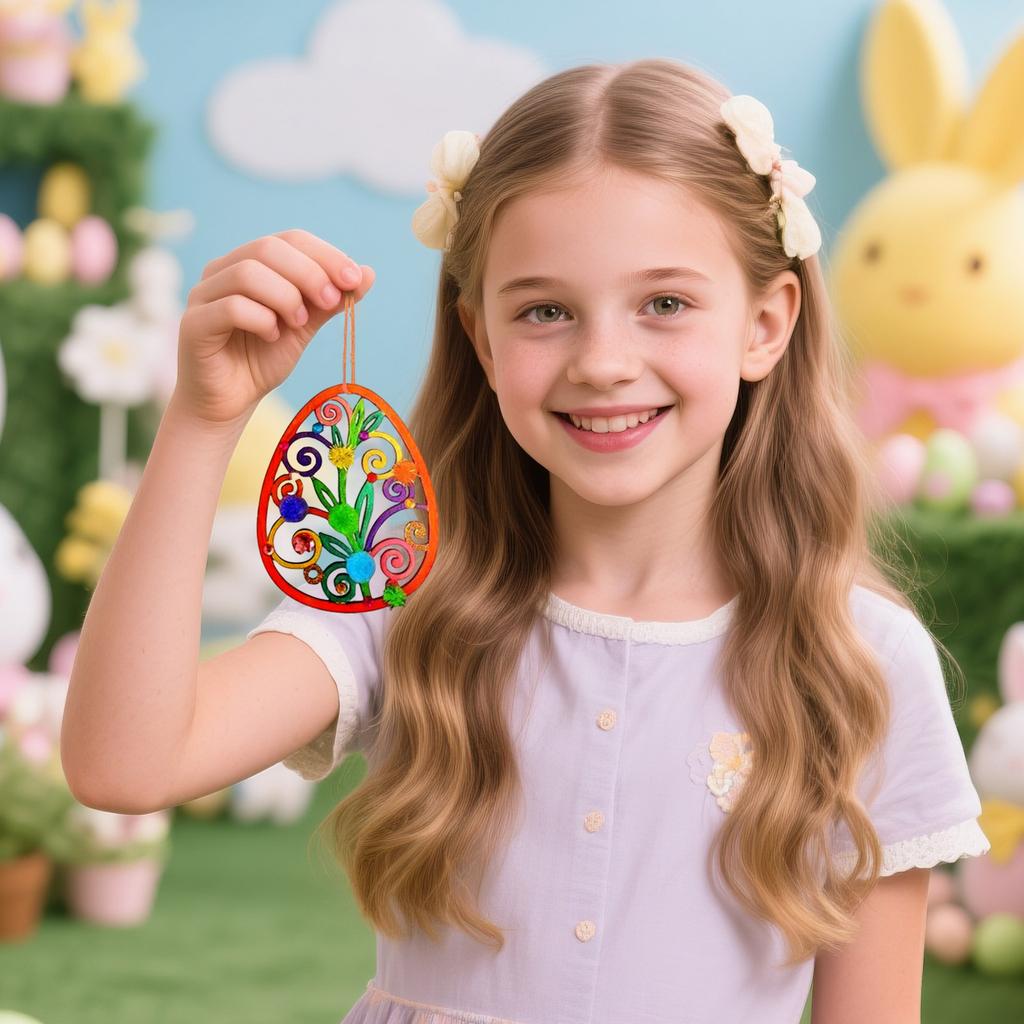 Easter Egg Children's Handmade Wooden Craft Painting Set Easter Decorations  Easter Children's Toys 20ml