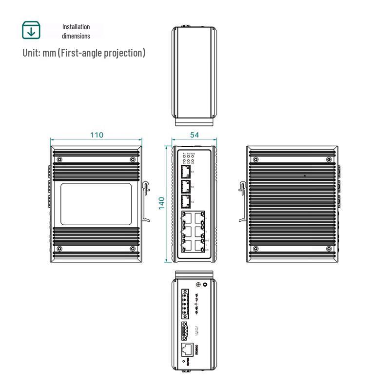 Maiwei 9-Port Layer 2 Managed Industrial Gigabit Switch