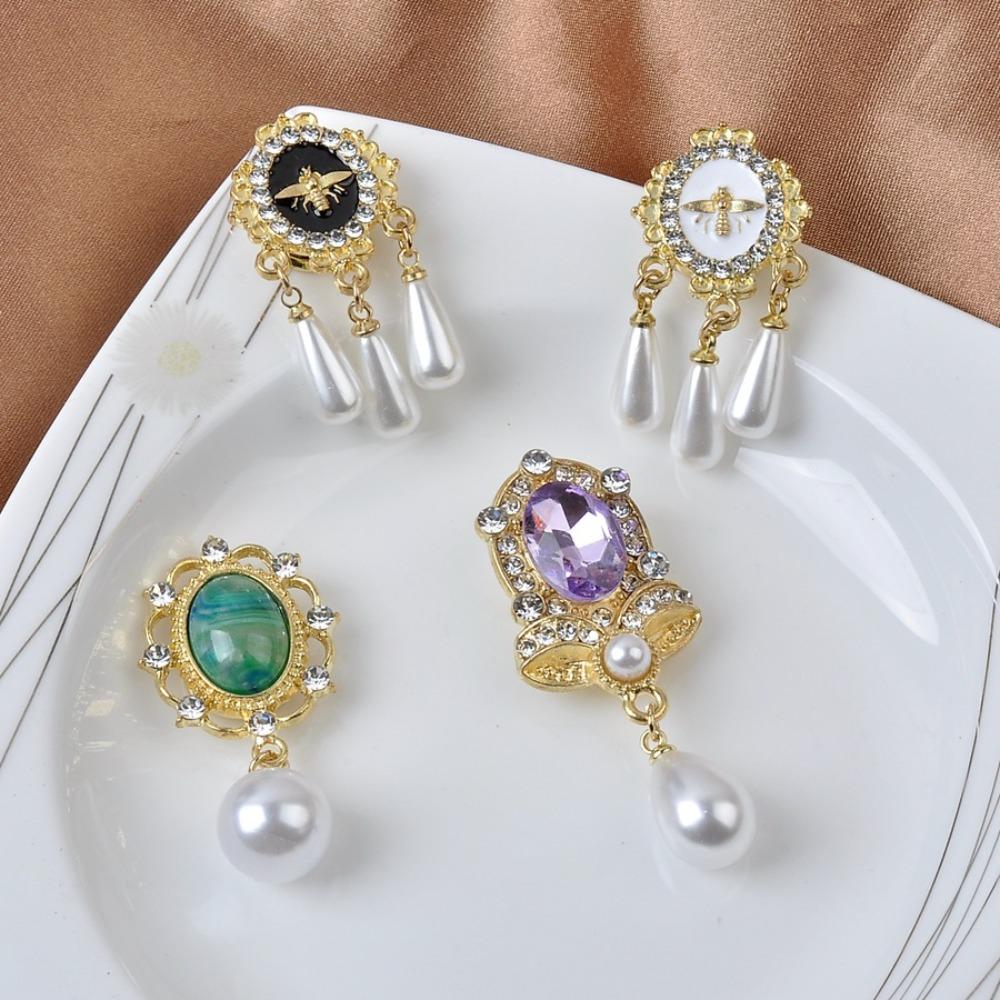 

Elegant Fringe Pendant Brooch Imitation Pearl Lapel Pins Crystal Brooch Suit Accessories