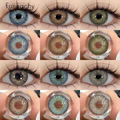 FUNSACHY 1Pair High Quality Colored Contact Lenses Fashion Pupil Blue Lenses Natural Brown Makeup Cosmetic Makeup Pupils Yearly
