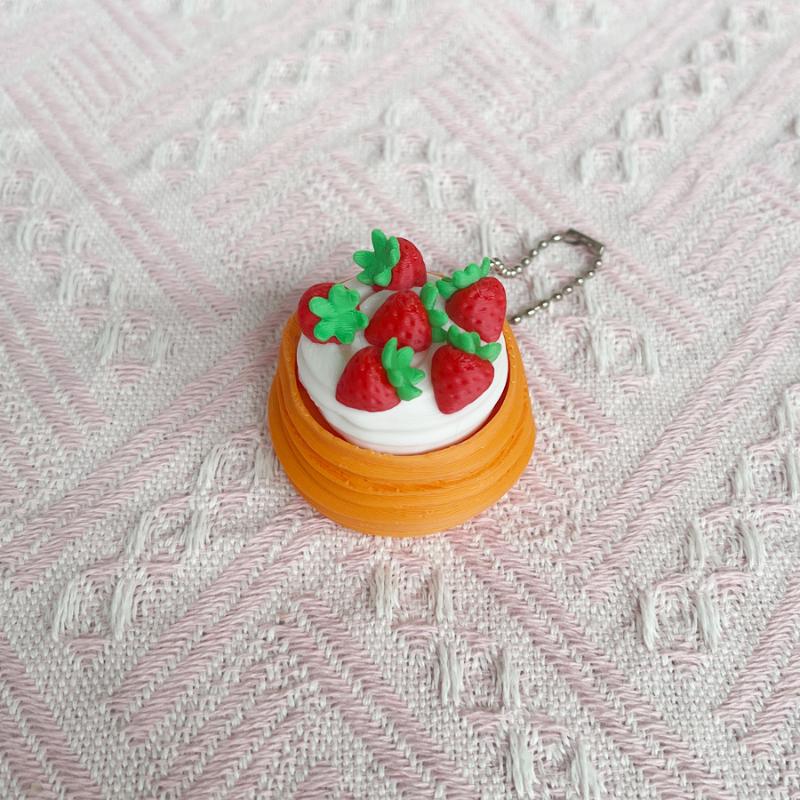 3D Printed Mini Cake Telescopic Sensory Toy Realistic Fruit Toppings Smooth Fidget Toy for Autism Sensory Support B