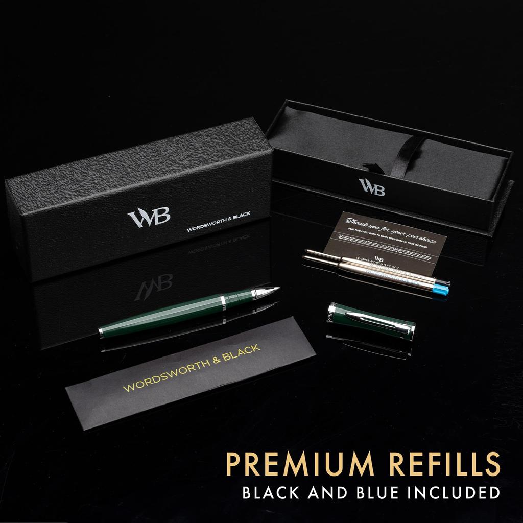 Caneta Esferográfica Wordsworth and Black Caneta de Luxo Tinta Verde Cromada Presente para Homens Profissional Adorável Caneta de Luxo - - Acabamento, Laca, Recarga, Recarregável, &