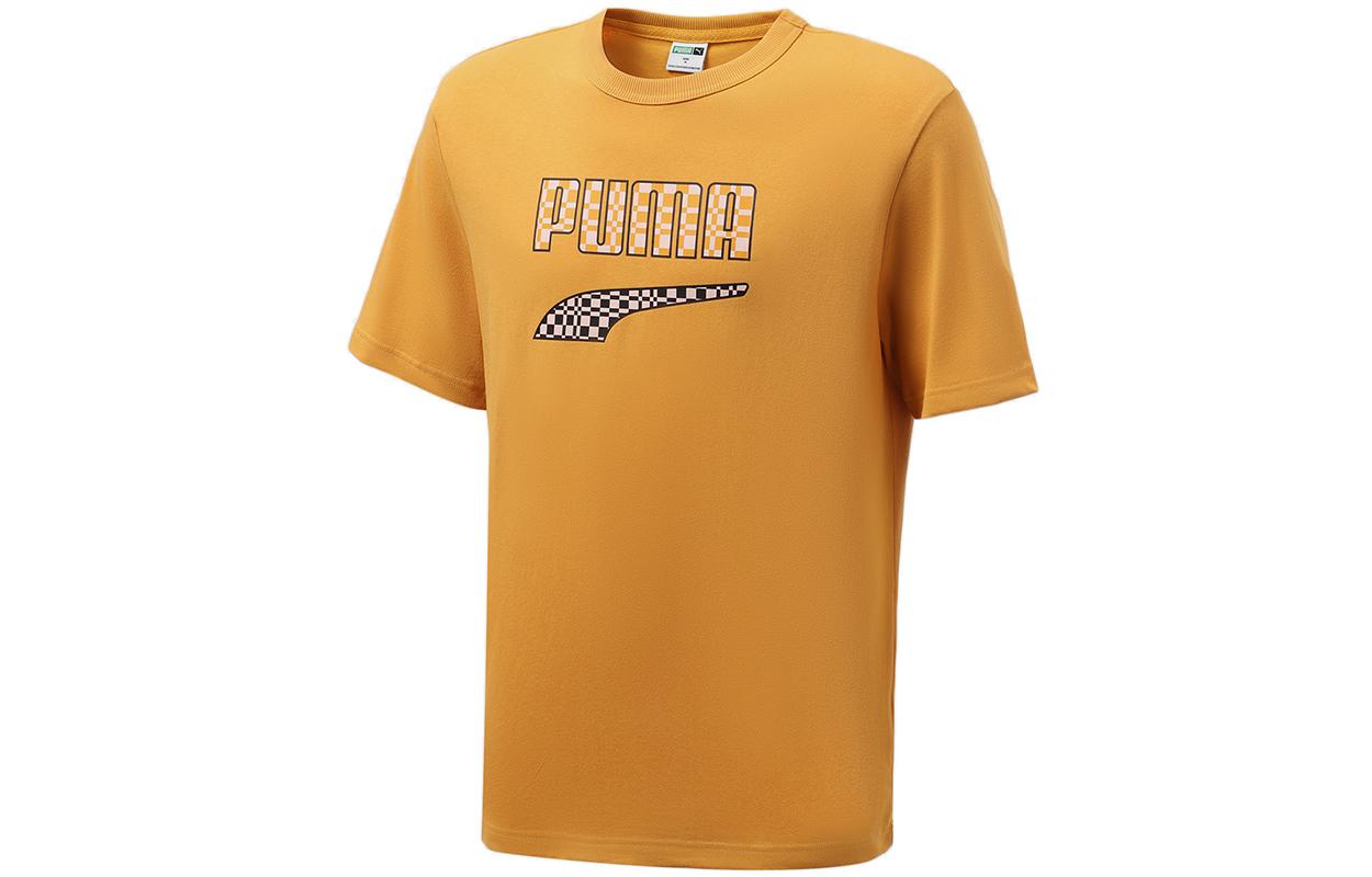 PUMA Downtown T Shirts Men s Orange Crew Neck Moderate Straight Fit 533042-37 M