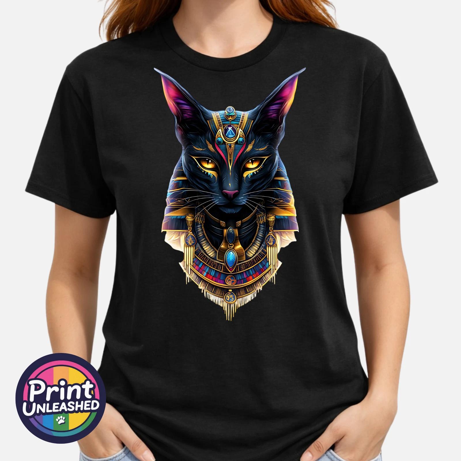 Bastet Cat Goddess T Shirt Egyptian Mythology Graphic Tee Fantasy Art Gift S-2XL S