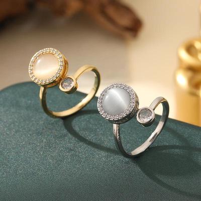 Korean Fashion Cat's Eye Stone Open Ring for Women - High-End, Trendy Index Finger Ring